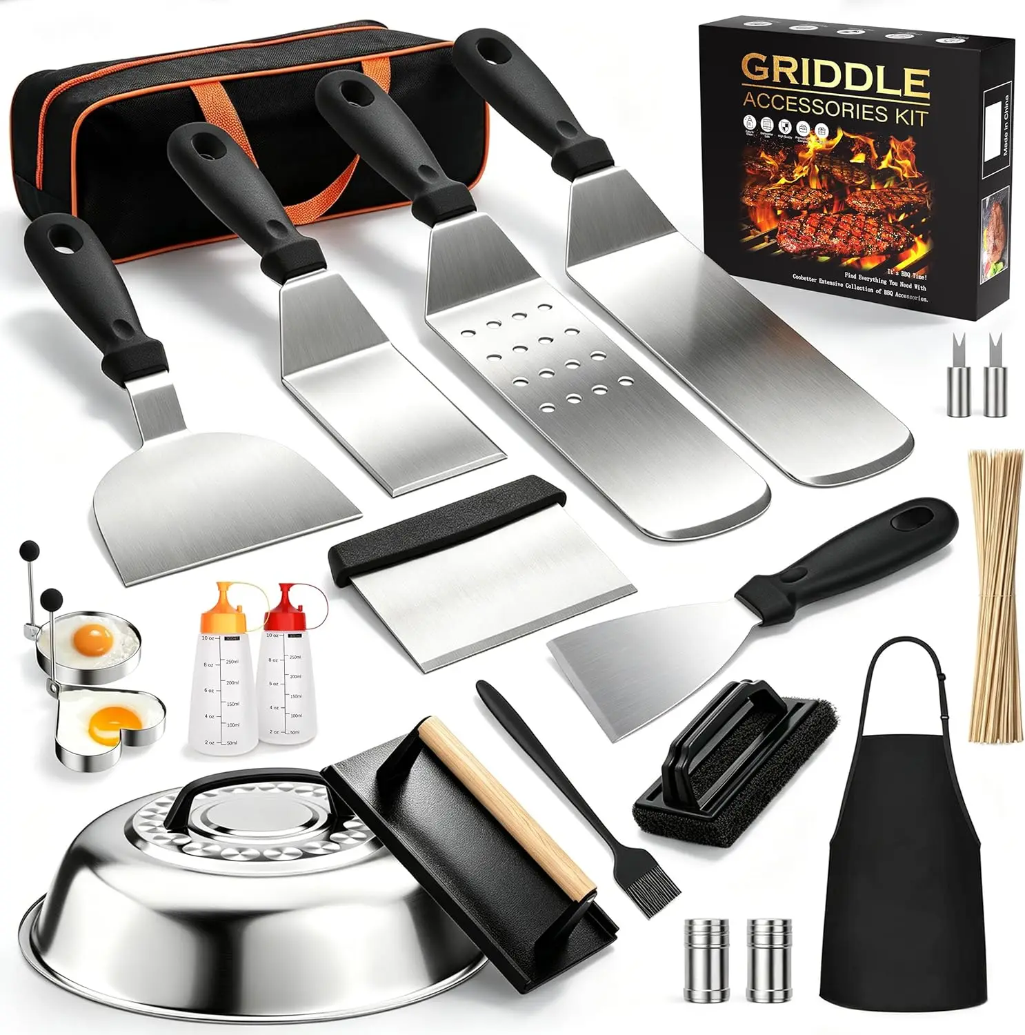 

120 Pcs Griddle Accessories Kit, Perfect Hibachi Flat Top Grill Tools for and , Enlarged Beefed-up Grill Spatula Gi