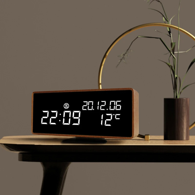 

Natural Alarm Clock Bedroom Digital Wood Led Alarm Clock Desk Decoration Night Digital Budzik Elektroniczny Alarm Clocks Decor