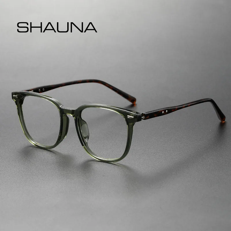 SHAUNA خمر TR90 النساء مكافحة الضوء الأزرق إطارات النظارات Ins شعبية المسامير الرجال مربع الإطارات البصرية #1