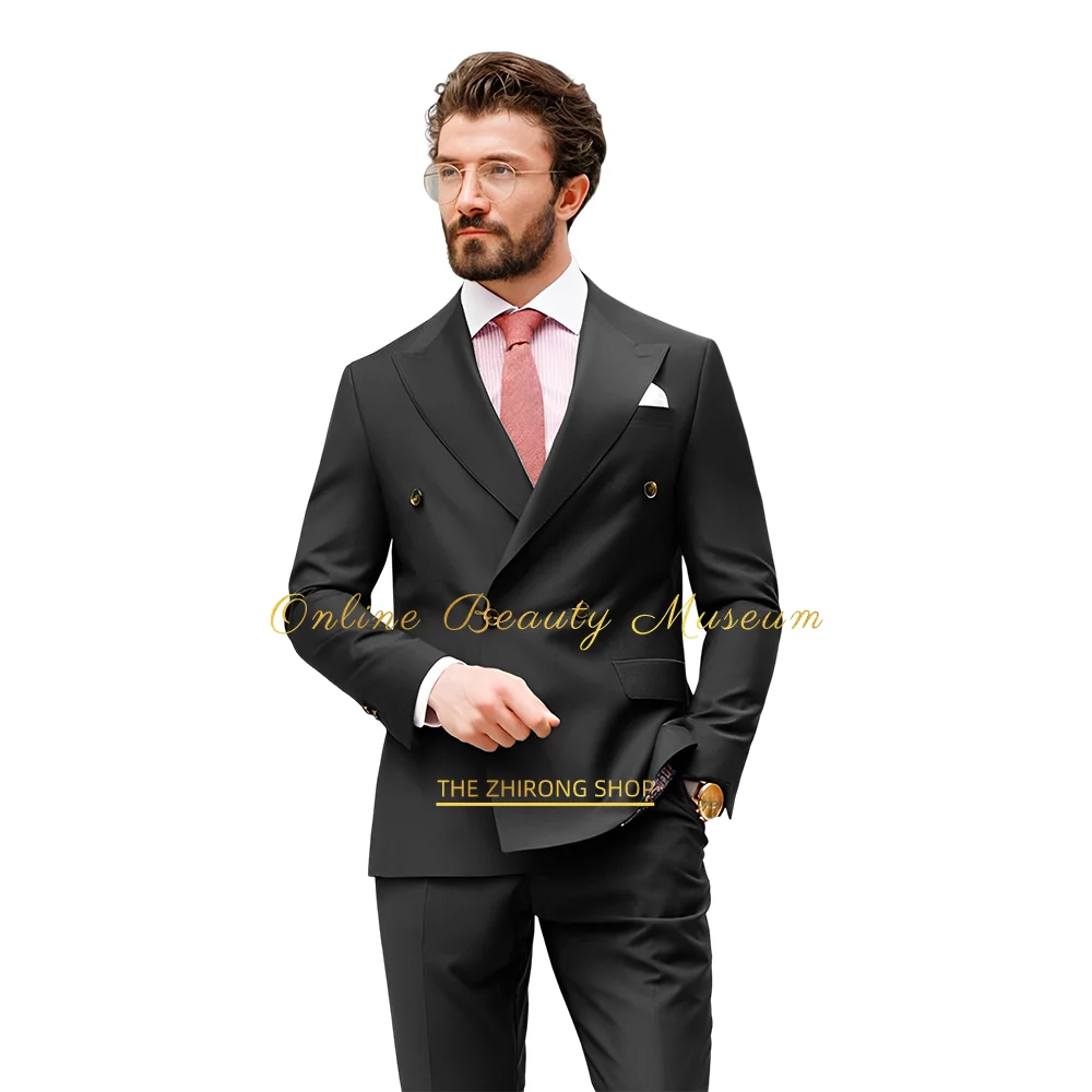 Terno de casamento azul marinho masculino (jaqueta + colete + calça, terno de 3 peças), traje formal elegante, terno sob medida para festa de natal