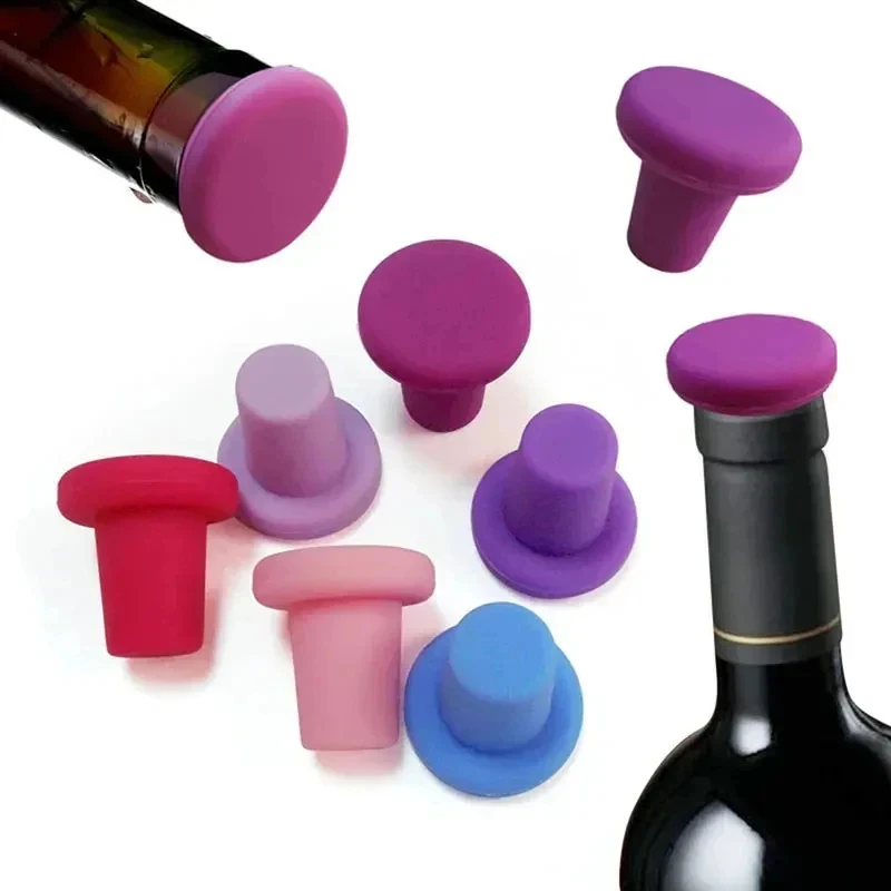 Silicone Wine Bottle Stopper Creative Seal Cap Wine Fresh-Keeping Tool for Home Bar, Pink Rose Red Purple Blue Optional