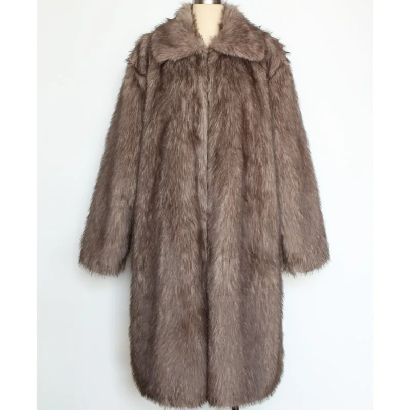 

2025 Winter Warm Jackets Coats Retro Mens Faux Fur Solid Color Loose Jacket Tops Fur Fluffy Thicken Long Coats Jacket Outerwear