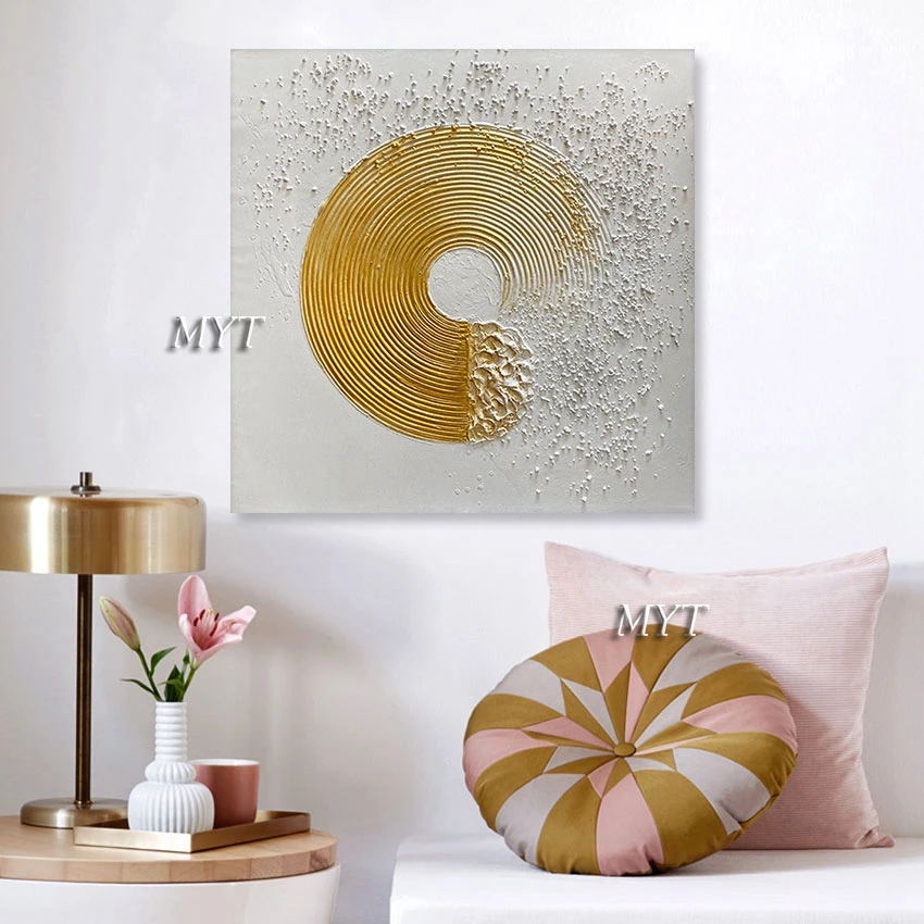 

Modern Abstract Acrylic Picture Frameless Painting For Living Room Decor Home Goods Wall Art Gold Foil Textured Canvas Artwork