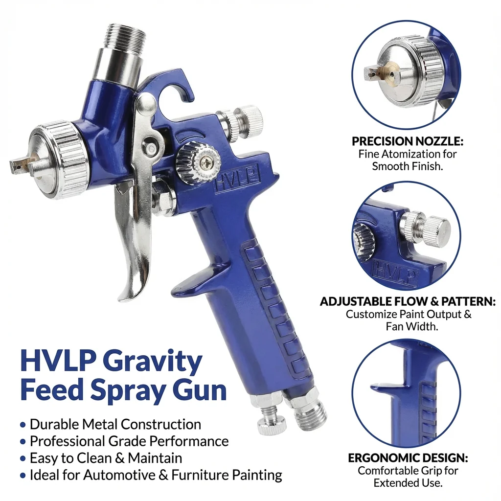 Professional Mini Pneumatic Spray Gun 0.8/1.0mm Nozzle 125ml - for Car Painting and Repair