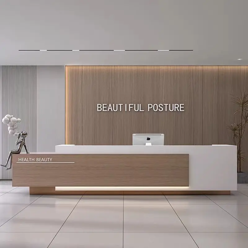 

Cheap Luxury Reception Desks Wood Design Storage Drawer Modern Reception Desks Classic Long Empfangs Tresen Office Furniture