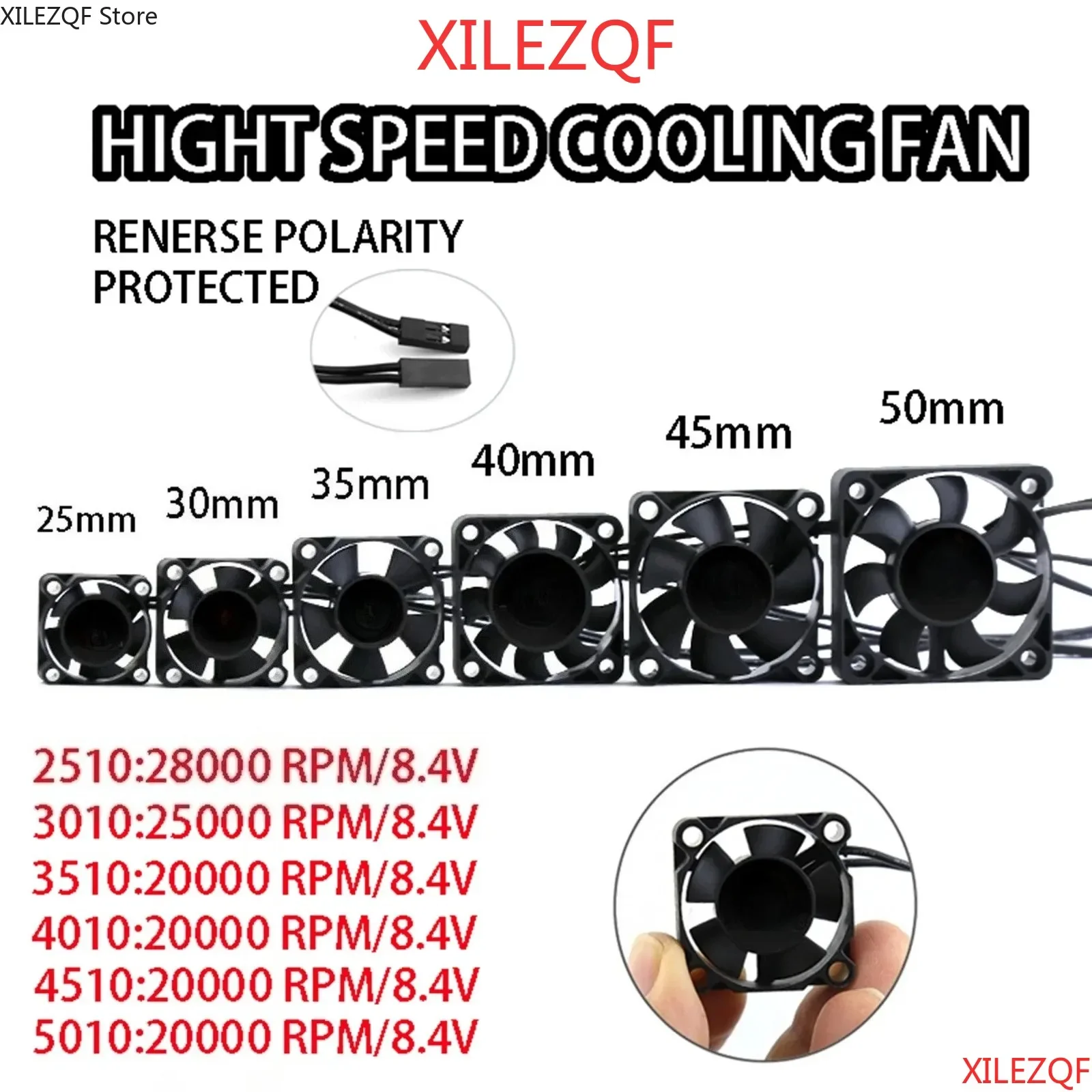 

25/30/40/50mm RC Fan 5-12V DC 16380RPM Hoge Wind Snelle Koeling Futaba Plug 30/60/120/150A ESC 36/42mm Motor Auto De