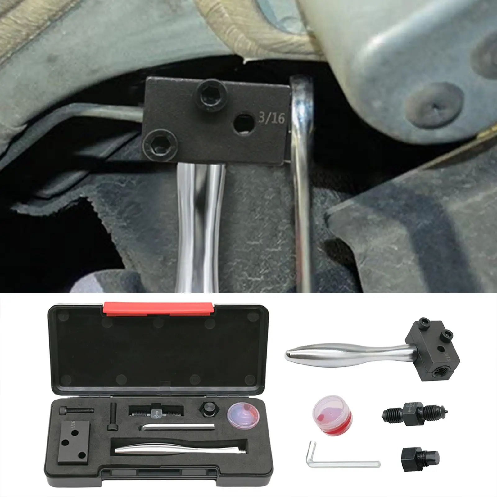 

Brake Flaring Tool Kit Oil Pipe Flaring Tool Multifunctional 3/16 Brake Oil Pipe Reamer for Car Truck Trailer RV Motorcycle Boat