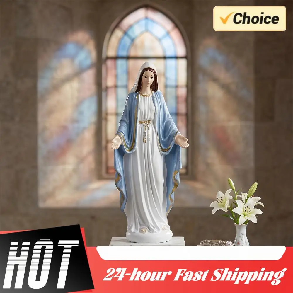 Resin Virgin Mary Statue Decorative Blessed Mother Catholic Religious Statue for Christian Prayer Altar Gift Home Decor