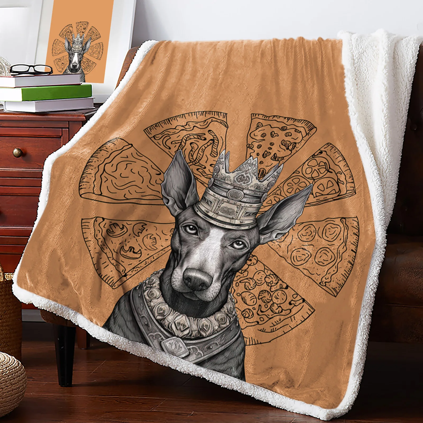 Animal Dog Pizza Blankets Winter Warm Cashmere Blanket Office Sofa Soft Throw Blanket Kids Bed Bedspread