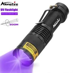 Zoom UV Flashlight 395/365nm UV Torch Pet Urine Cat Tinea Money Ore Scorpion Invisible Ink Marker Fluorescence Detection Light