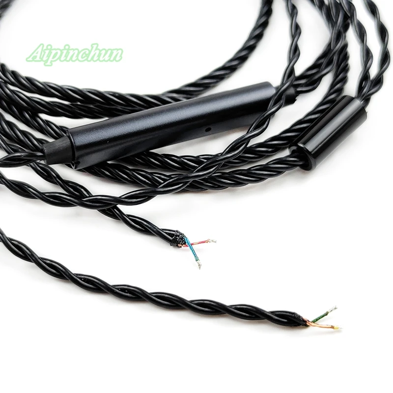 Кабель Aipinchun для ремонта наушников из ПВХ, сменный провод для гарнитуры «сделай сам» с микрофоном, регулятором громкости, черный гибкий штекер L