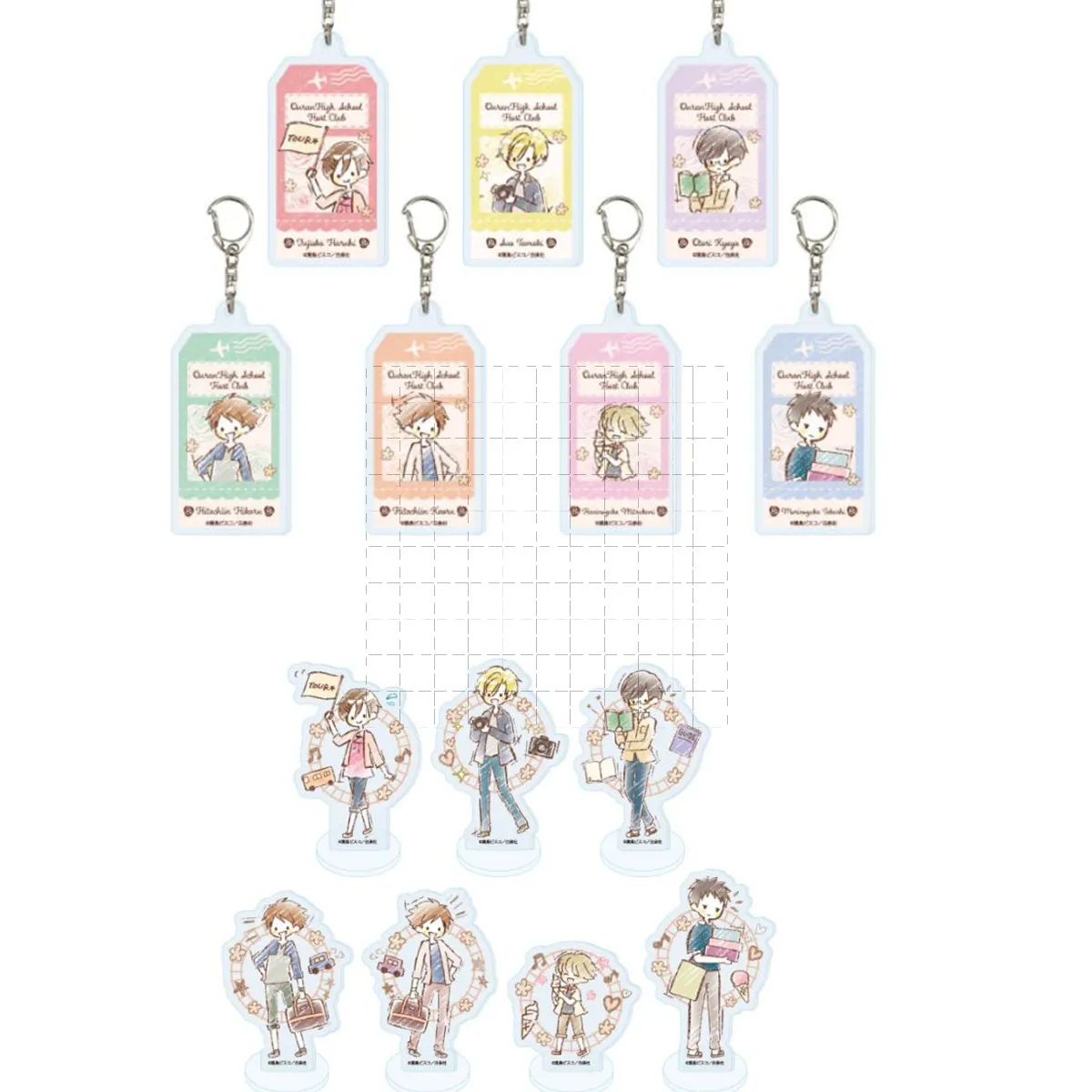 

Game Kaoru Hitachiin Ootori Kyouya Fujioka Haruhi Hikaru Mitsukuni Acrylic Stand Figure Doll Anime Keychain Cosplay Toy Gift