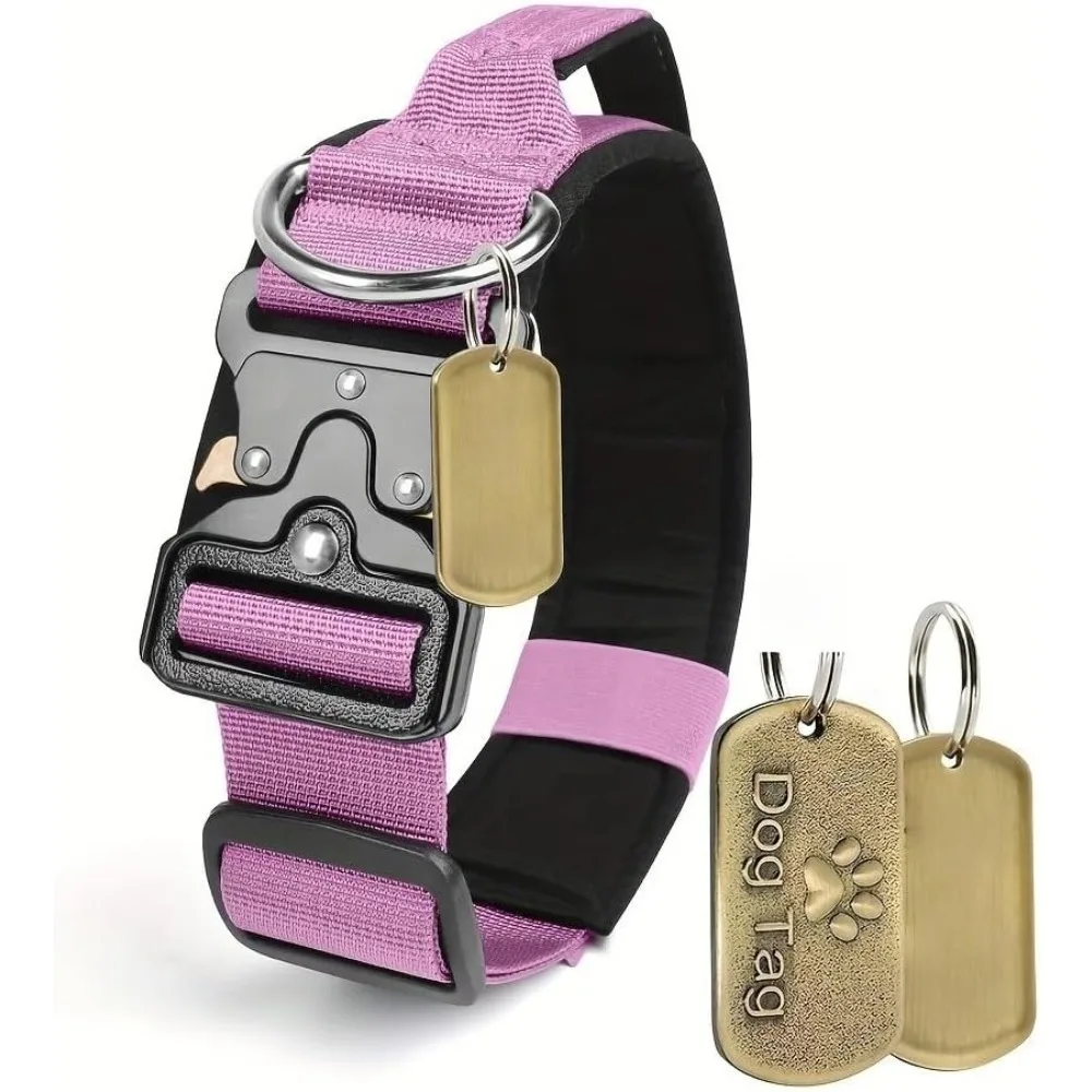 

Personalized Tactical Dog Collar with Handle Adjustable Heavy Duty Military Collar Custom Pet Collar with Name Phone Number