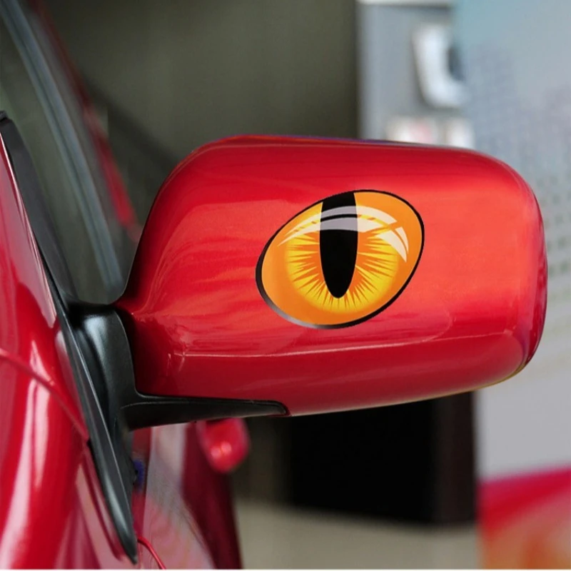 2 قطعة ثلاثية الأبعاد عيون ستيريو ملصقات سيارة مرآة الرؤية الخلفية السيارات قوية عاكس محاكاة عيون القط ملصقات مقاومة للماء اكسسوارات السيارات
