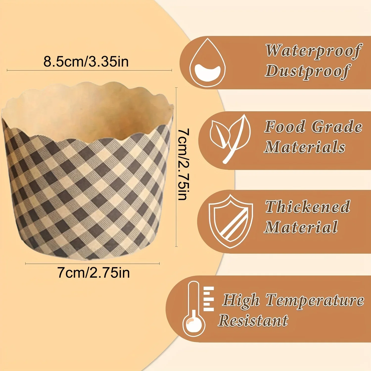 100 Pcs brown kraft paper pancake cups oil resistant, suitable for cakes and pancakes ,weddings, birthdays, festivals