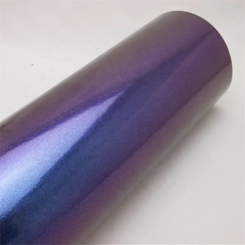 Stiker Vinyl Glitter Berkilau Mutiara Bunglon Mengubah Warna dari Biru ke Ungu untuk Pembungkus Seluruh Bodi Mobil, Film Vinyl Glitter Berlian