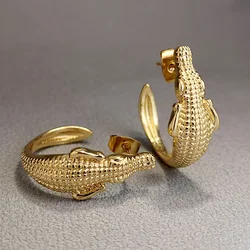 Punk Creative Alloy Crocodile Alligator Earrings for Women Punk Creative Animal Stud Earrings Fashion Ear Jewelry Gift