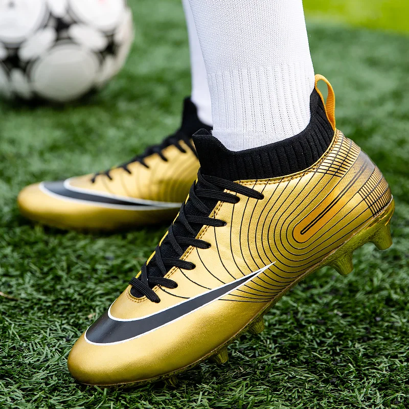 Sapatos de futebol AG Long Spikes para adultos e adolescentes, botas de futebol resistentes ao desgaste, tênis de treinamento ao ar livre, antiderrapante