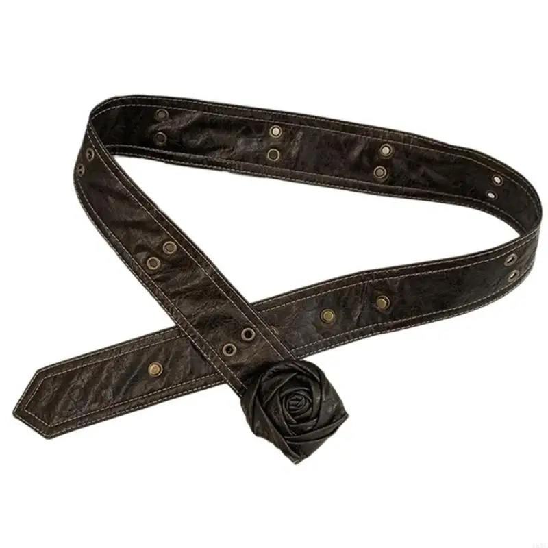 

15YC Stereo Flower Buckle Waist Belt Adjustable Waist Belt for Women Jeans Skirt Coat