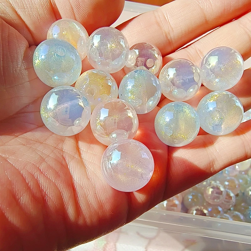 50PCS 8-16mm Pearlescent Acrylic Luminous Beads