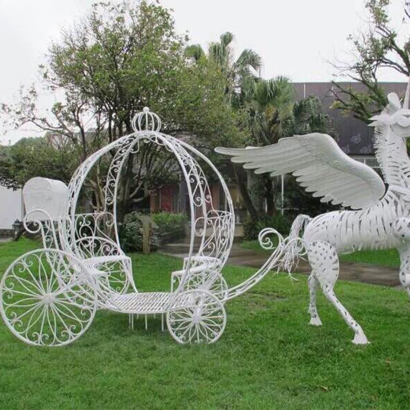 Baijie wrought iron pumpkin cart outdoor wholesale European wrought iron carriage wedding decoration props window photography