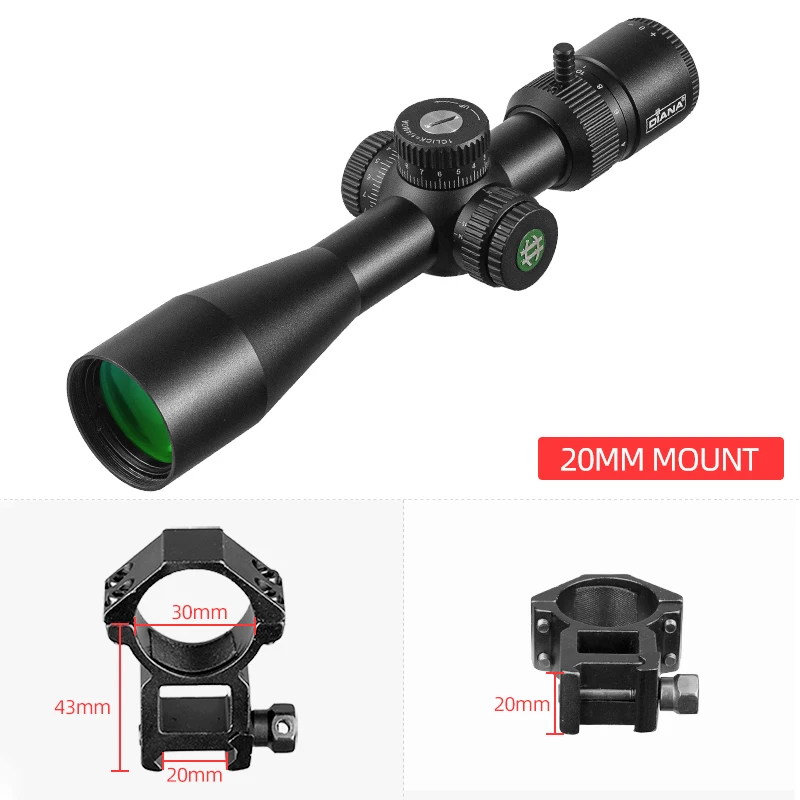 DIANA ED-MIL 4-16x44 FFP Compact Scope First Focal Plane Taktische optische Sehenswürdigkeiten Neue Jagdzielfernrohre mit Beleuchtung 3