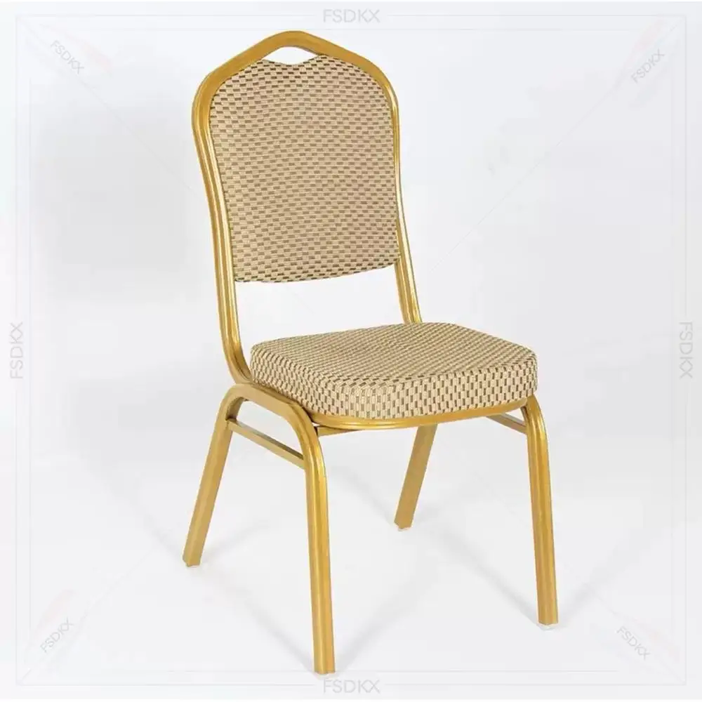 Gold Cheap Price Steel Hotel Furniture Church Used Dining Wholesale Stackable Aluminum Banquet Chair
