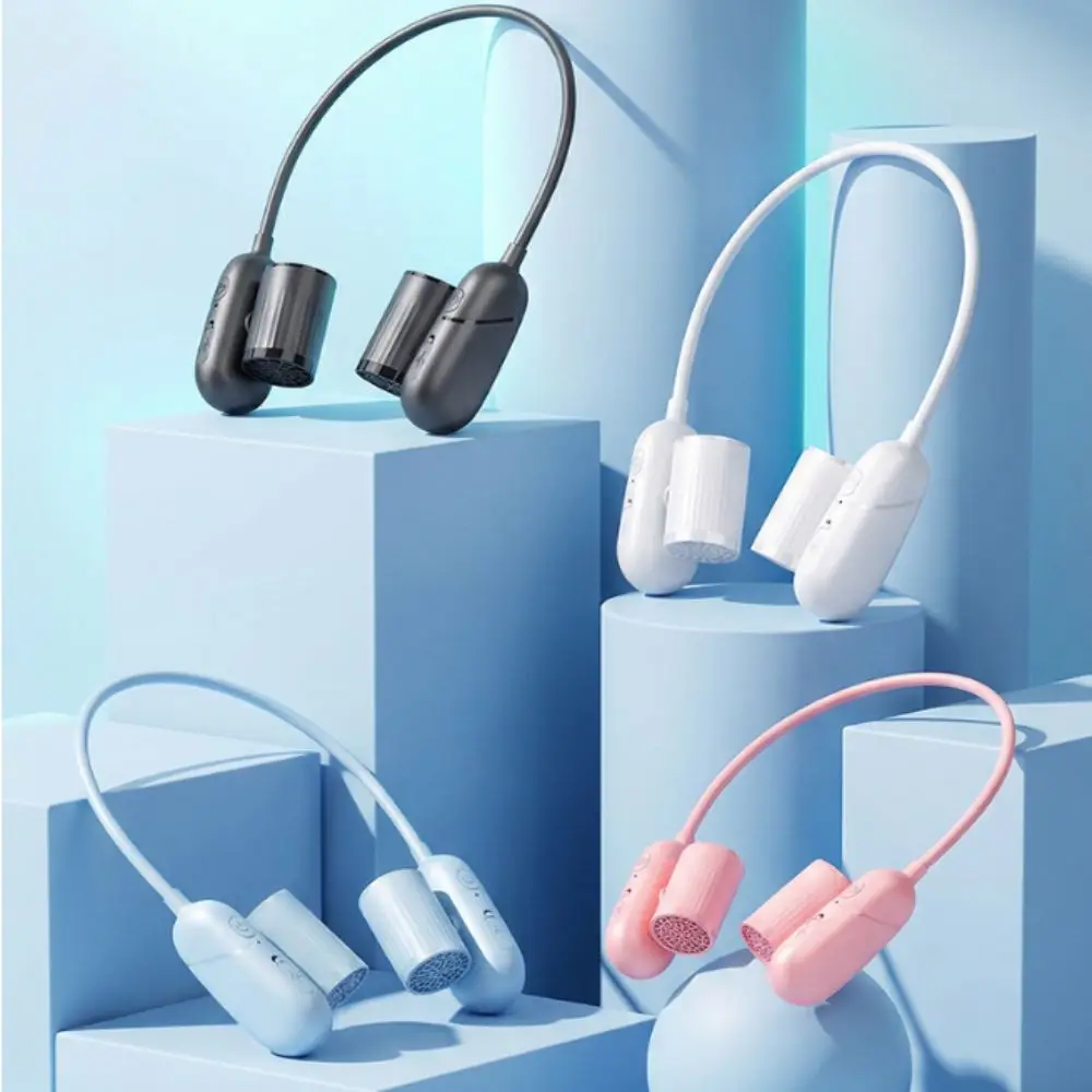Wearable Adjustable Air Outlet Neck Fan Strong Wind Portable Cooling Fan Lightweight USB Rechargeable Bladeless Fan Office Use
