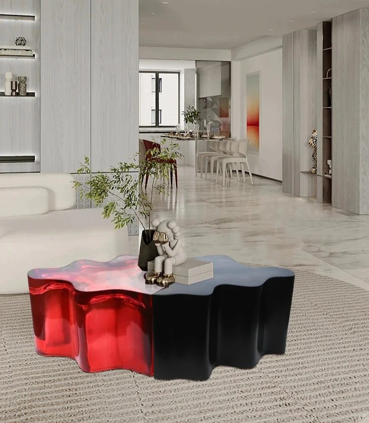 

Современный журнальный столик для небольшой квартиры, простой журнальный столик из прозрачной смолы и акрила с водной рябью