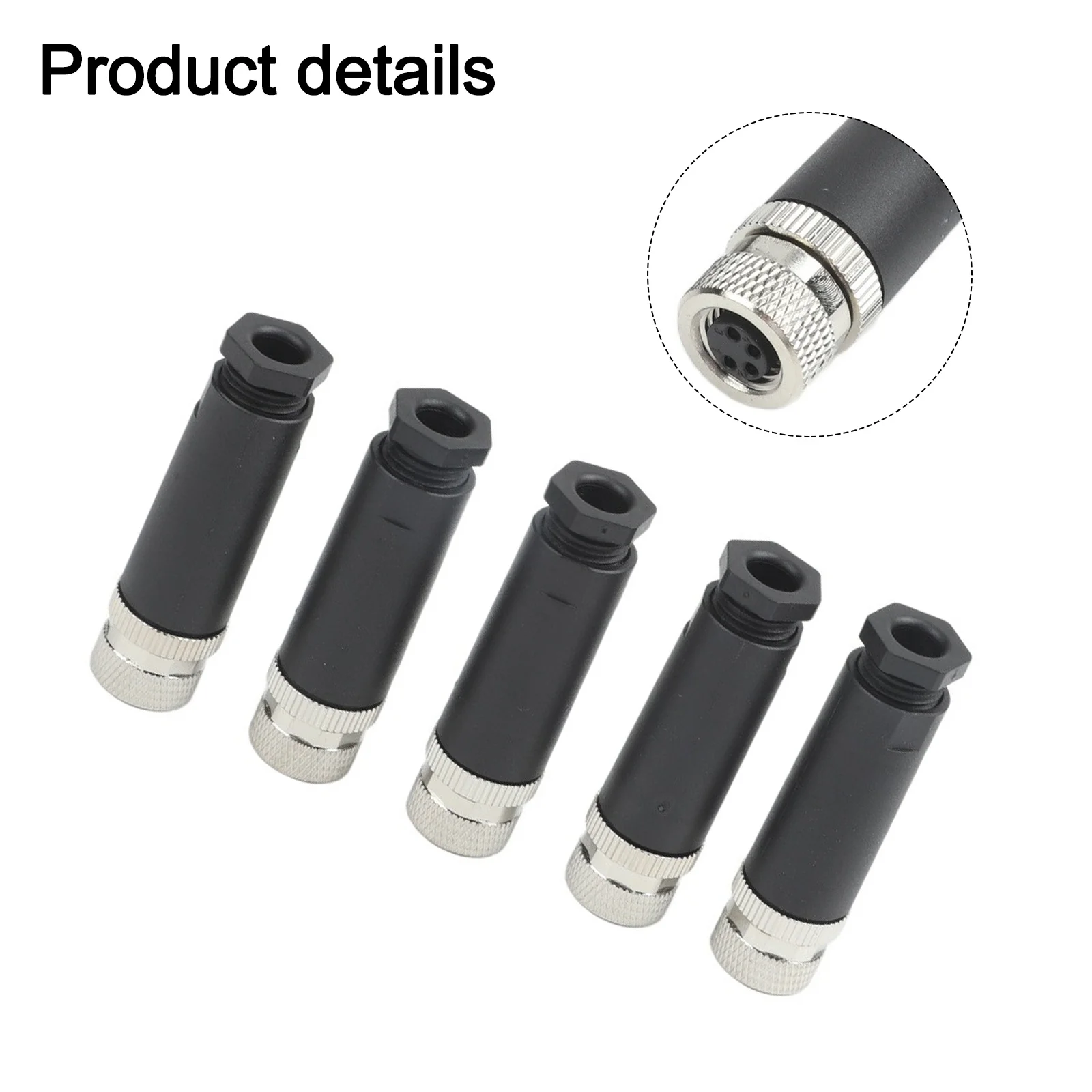 5pcs M8 3 4 pin female aviation connectors for industrial applications with IP67 waterproof and flame retardant housing design