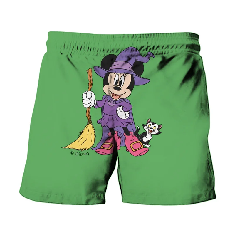 2024 New Horror Halloween Collection Disney Brand Stitch And Mickey Minnie Anime Summer Men\'s Fashion Beach Party Casual Shorts