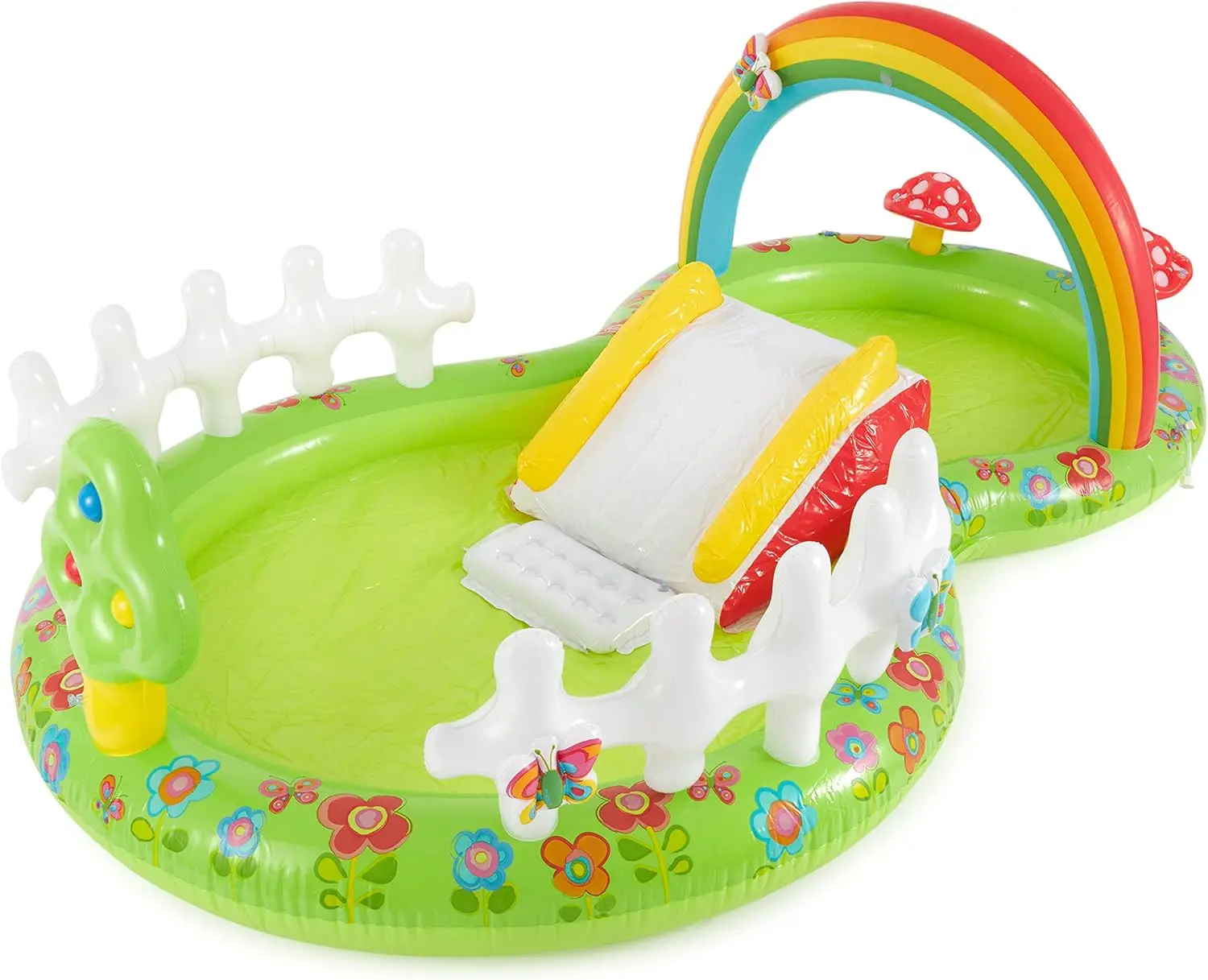 

Garden Inflatable Kiddie Pool: Inflatable Kids Pool with Water Sprayer and Slide – Splash Pad – 114" x 71" x 41" – Ages 3+