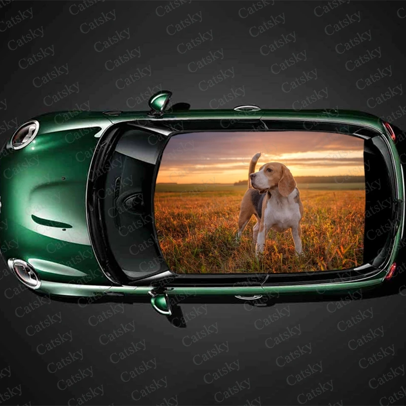 

Beagles dog animal Car roof sticker wrap racing SUV accessories packaging painting PVC car accessories graphic decals