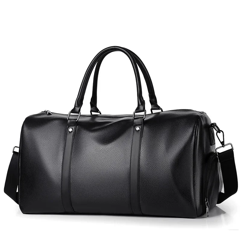 Luxury Sleek Travel Holdall Pu Waterproof Leisure Fitness Bag Classic Leather Duffle Bag