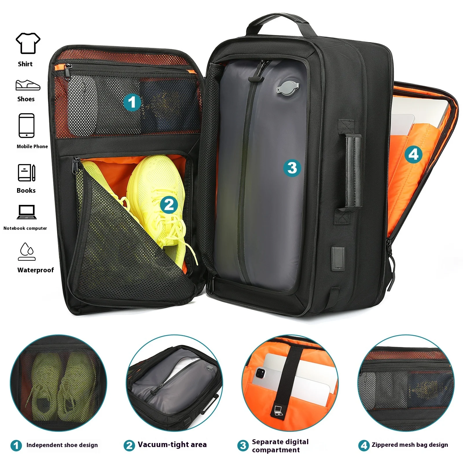 Travel Backpack Expandable Vacpack Backpacks Vacuum Compression17 inch Laptop Backpack Business Waterproof Back Pack