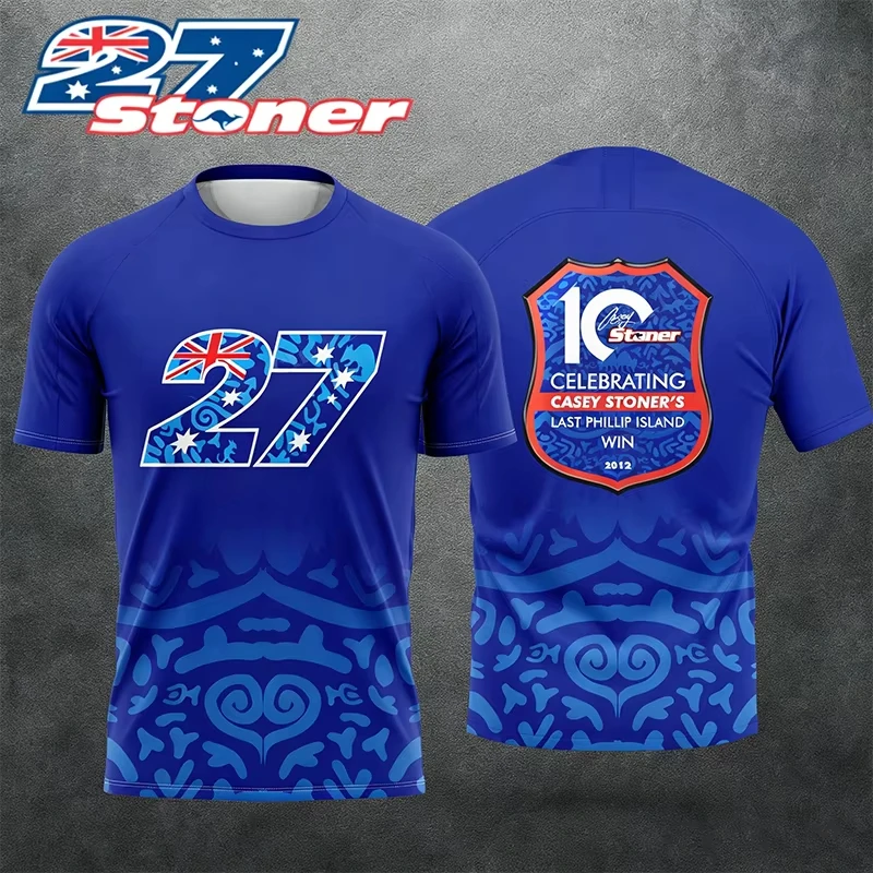 2026 New Racing No. 27 Rider Casey Stoner Fan 3D Printed Pattern T-Shirt Men Women Summer Casual Short Sleeve Quick-Dry Top