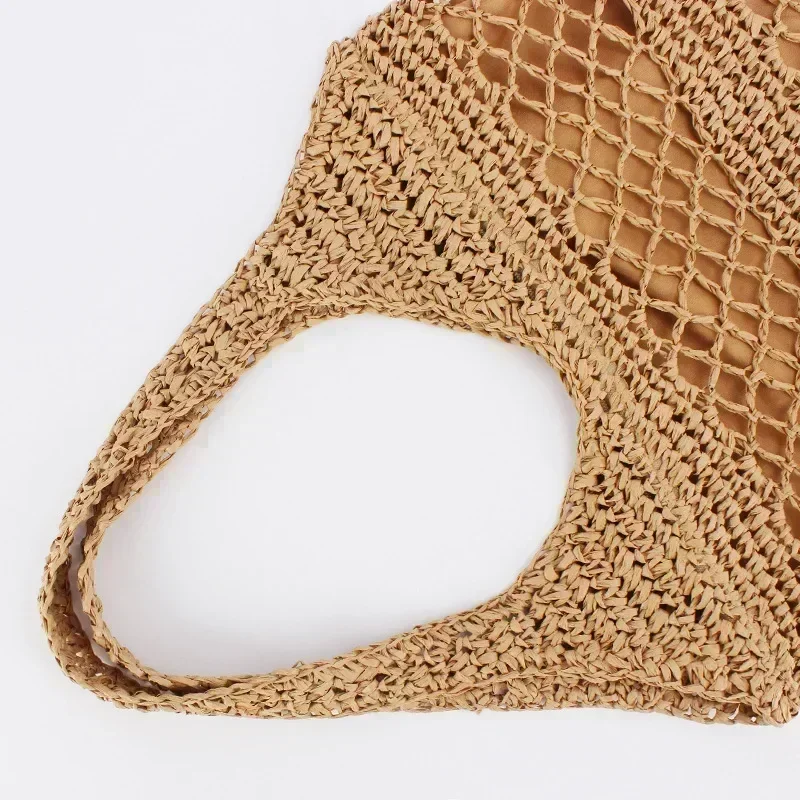 Casual Hollow Straw Women Shoulder Bags Handmade Woven Large Capacity Tote Bag Summer Beach Handbags SW8-V