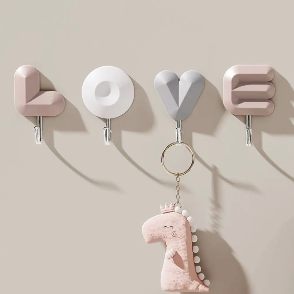 New Creative Letter Hook Light Luxury Plastic Wall Sticky Hook Door Behind The LOVE Punch Free Hooks