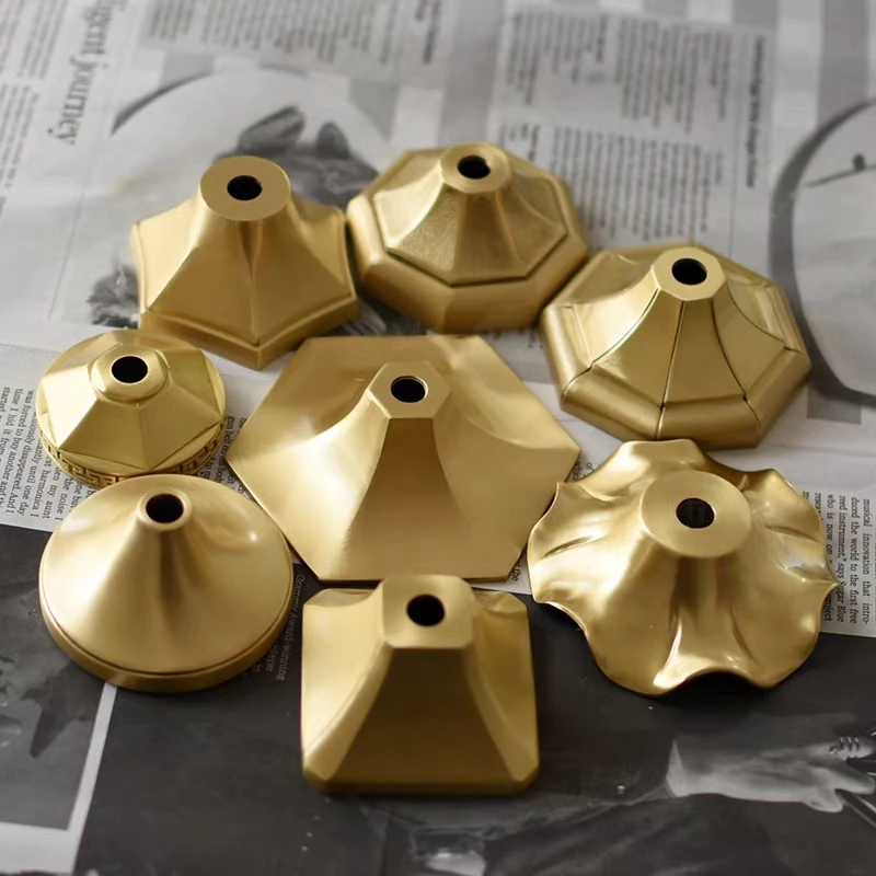 Vintage European Ceramic & Glass Table Lamp Parts: Octagonal Copper Covers, Brass Hexagonal Die-Cast & Round Lamp Finials