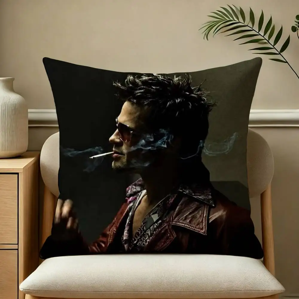F-Fight Club-B Popular Movie  Square Double-Sided printed Pillow Case Bedroom Bedside Pillow Sofa Cushion Cover