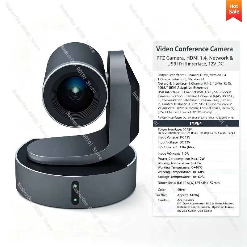 4K Zoom PTZ Webcam, HD Live Streaming Beauty Camera for Video Conference & PC