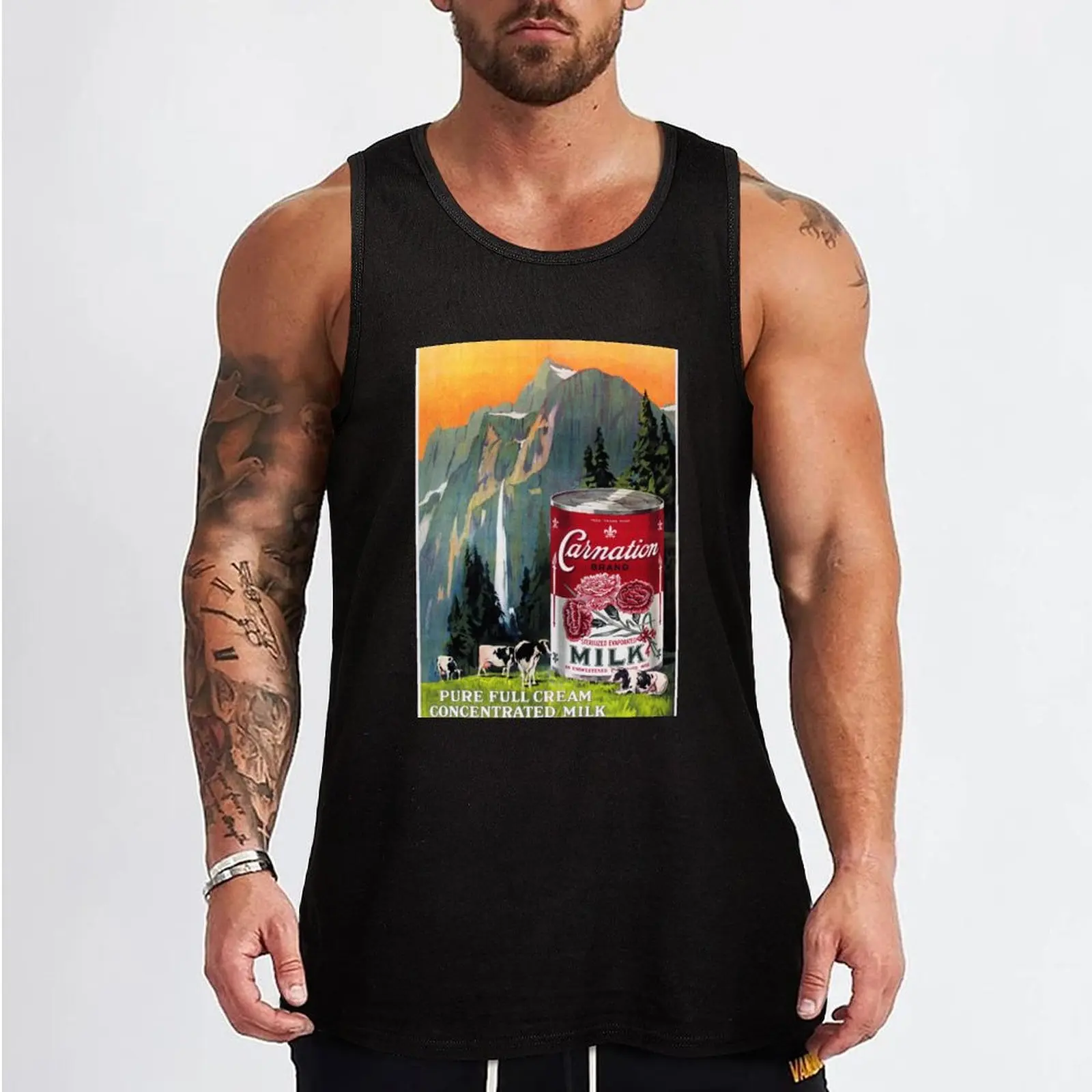 CARNATION Full Cream Evaporated Milk Vintage Food Advertisement Art Tank Top Sports clothing