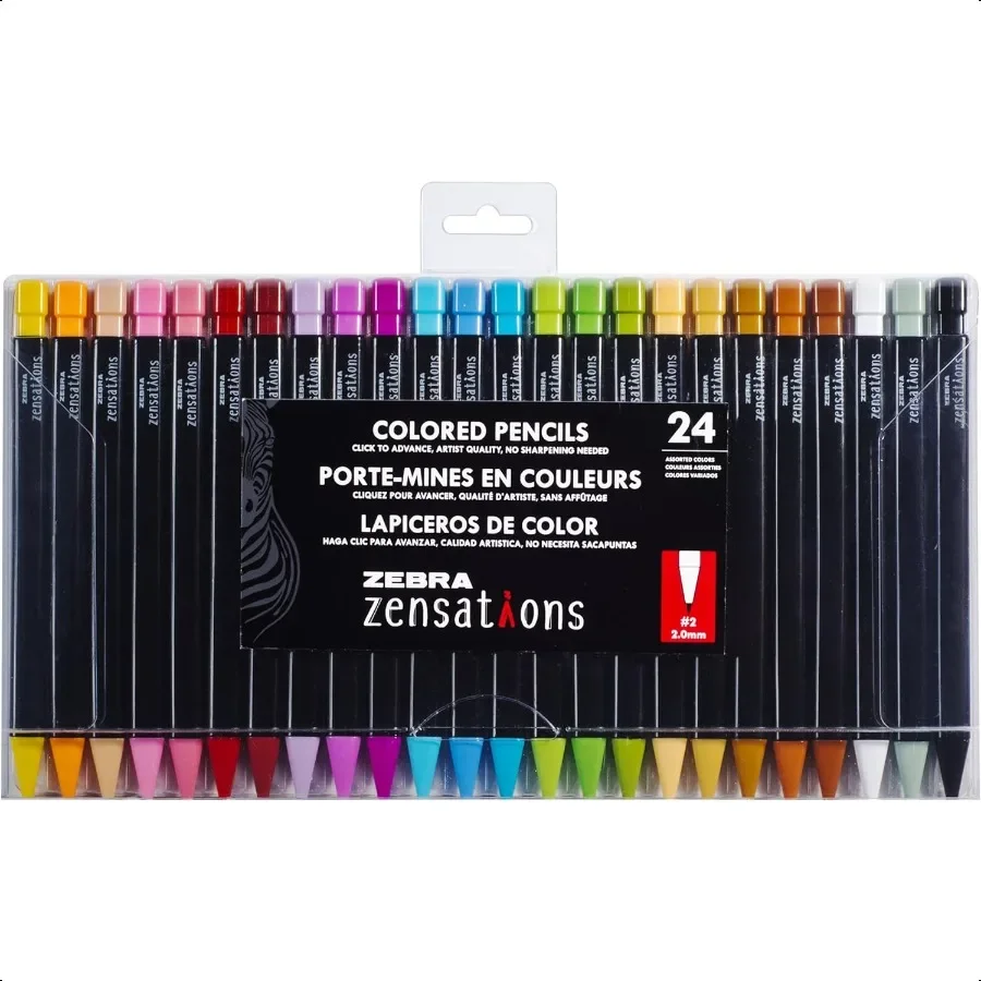 

Zebra Pen Zensations Mechanical Colored Pencils 2.0mm Point Size Assorted Colored Lead 24Count Assorted Colors