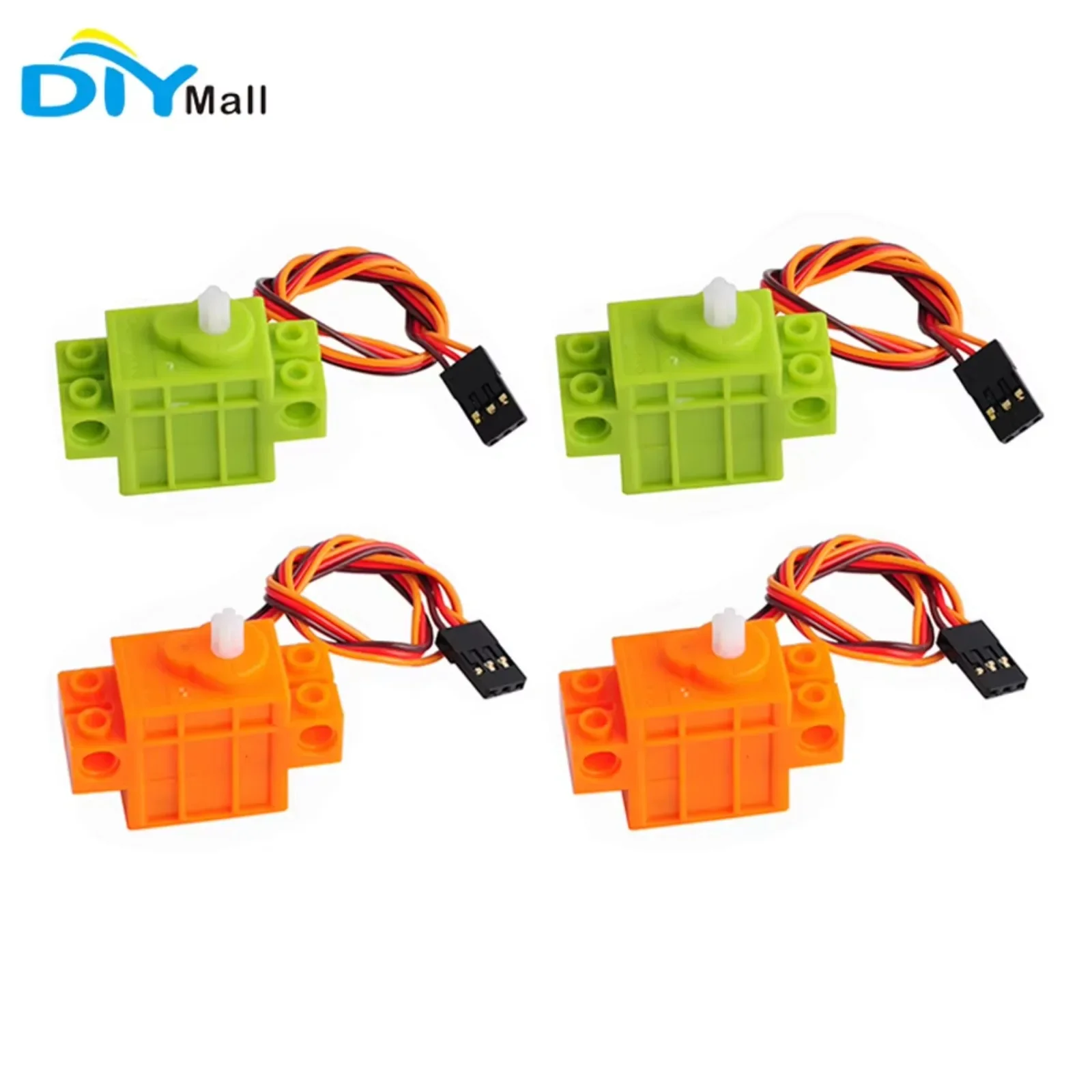 Geekservo قابل للبرمجة 9g Servo دوران 360 درجة لسيارة Legoeds Microbit Building Bricks الذكية (2 أخضر 2 برتقالي)