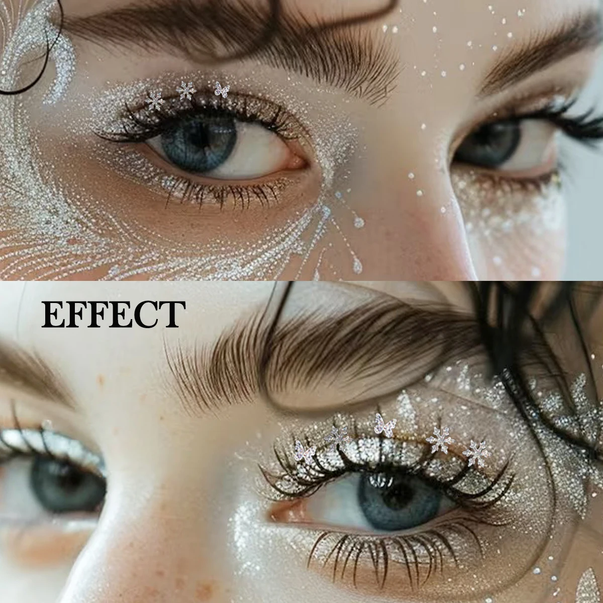 Domi Lash Silver Diamond Eyelash Extension Luxury Wedding Shimmery Eyelashes DIY Rhinestone Fairy Lash Extensions A/M Spike Lash