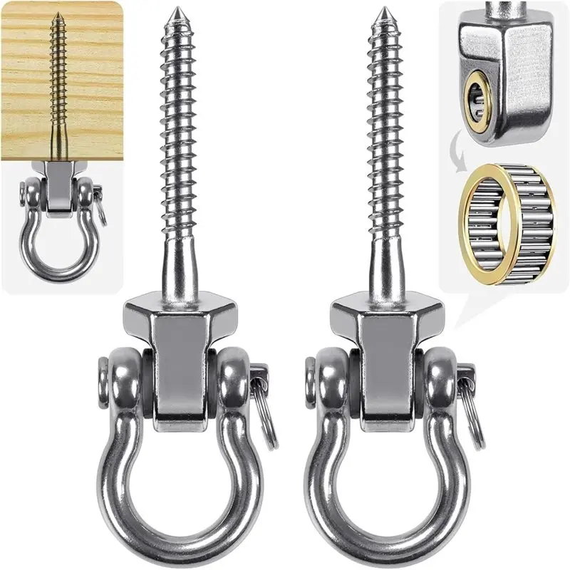 WORTHOWN-Stainless Steel For Patio& Playground Heavy Duty Swing Hangers With Bearings, 2-Pack Porch Hardware