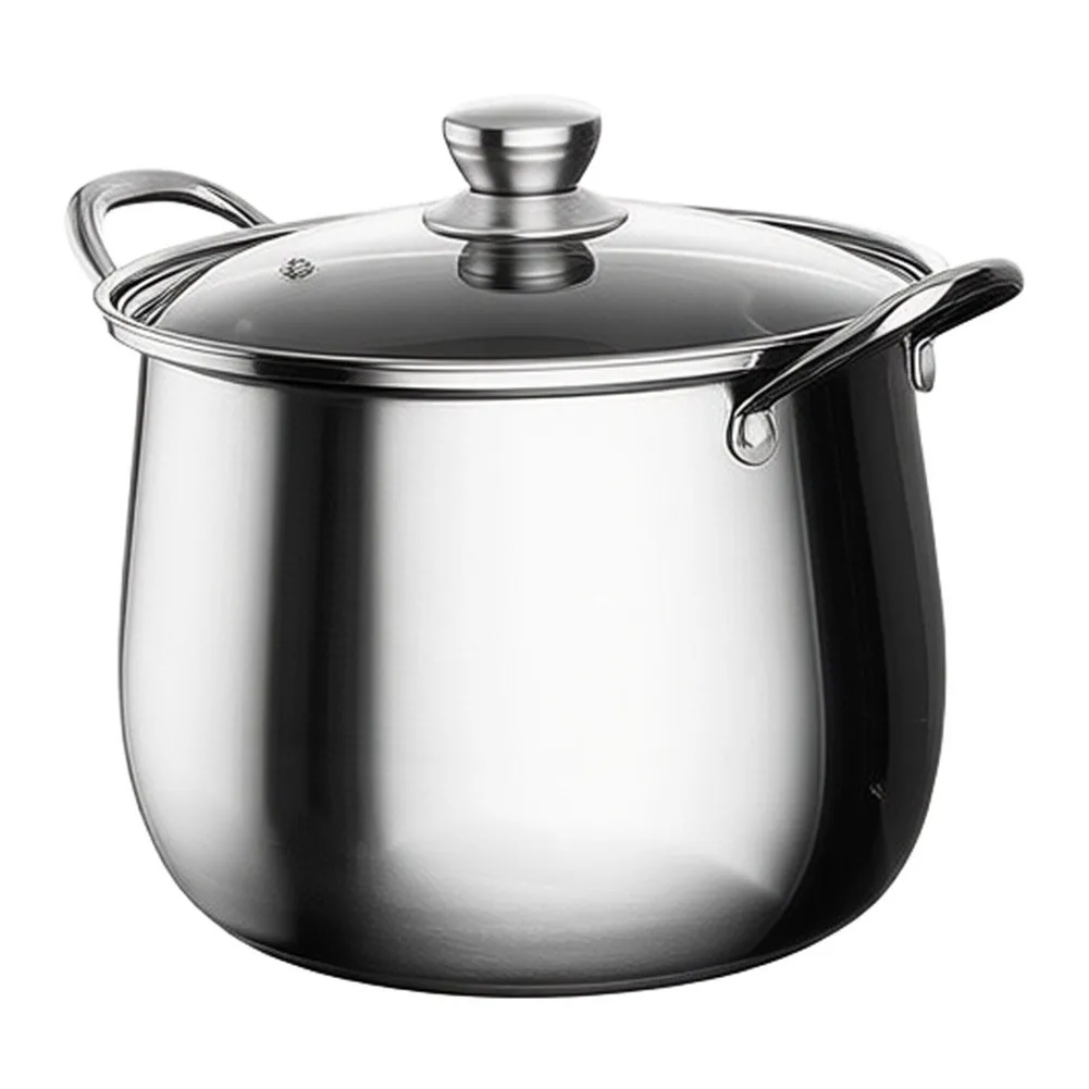 22cm Diameter 5.5L Stainless Steel Soup Pot Heavy Gauge Construction for Long Term Use Even Heat Retention and Transfer
