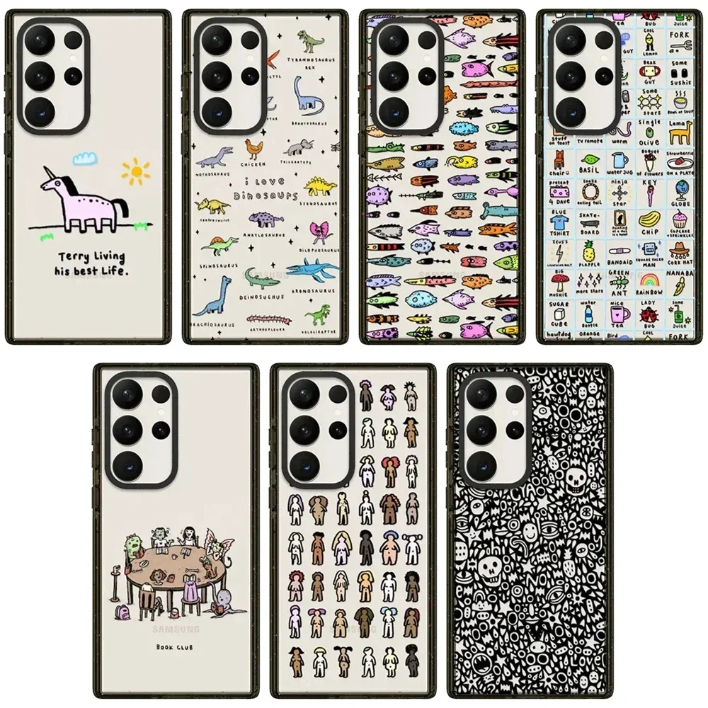 

Cartoon Skull Acrylic Black Border Protective Case for Samsung Galaxy S 22 S23 S24 Ultra S22+ S23+ S24 Plus Shell