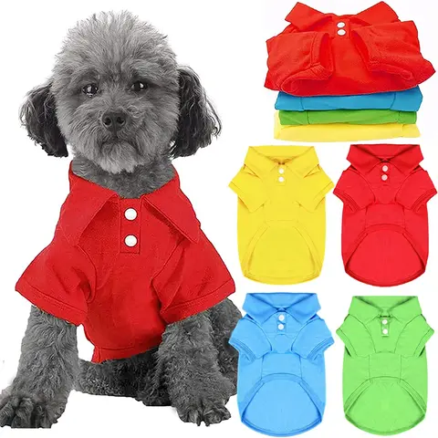 Fashion Dog Clothes for Teddy Small Dogs, Spring Summer Autumn Vest T-shirt Polo Shirt  Cute Dog Clothes for Small Breeds, Cotto
