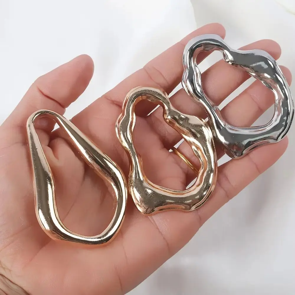 

8PCS Irregular Shape Clothing Accessories Buckles Alloy Diy Accessories Swimsuit Decorative Buckle Gold and Silver Belt Buckle